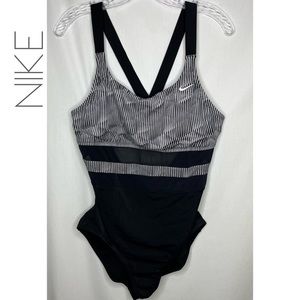 Nike women’s sport racerback one piece swimsuit mesh 12 Large free shipping